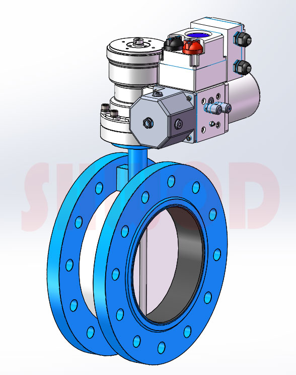 FDS3係列智能型電液執行器和法蘭蝶閥示意圖